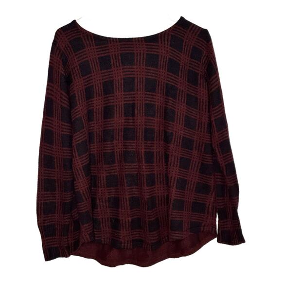 Lane Bryant Maroon and Purple Checkered Sweater, Size 10/12, Pre-owned - Picture 3 of 5